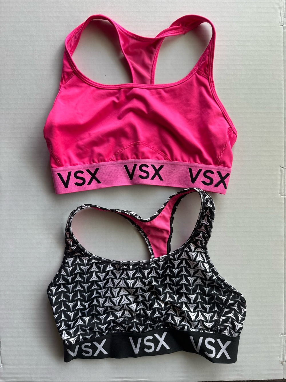 VSX Hot Pink & Black Geometric Racerback Swim Tops